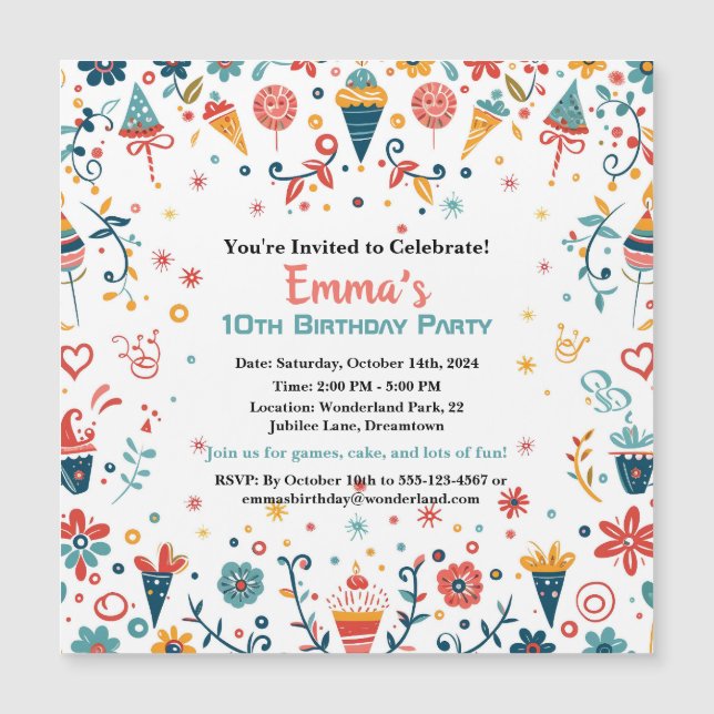 "Colorful Confetti Birthday Invitation (Front)