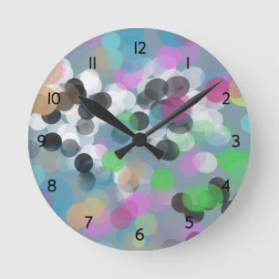 Colorful Confetti Bokeh Dots Round Clock