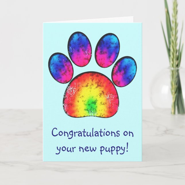 Colorful Congratulations on Your New Puppy Card (Front)