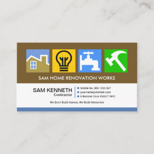 Colorful Construction Symbols Motif Builder Business Card