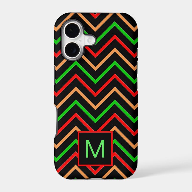 Colorful Cool Chevron on Black Monogram (Back)