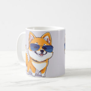 Colorful Cool Dog With Sunglasses Beach Vibes Mug