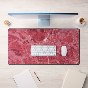 Colorful Coral Red Marble Texture Desk Mat