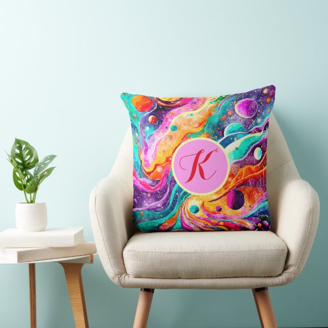 COLORFUL COSMIC ART  THROW PILLOW (Chair)