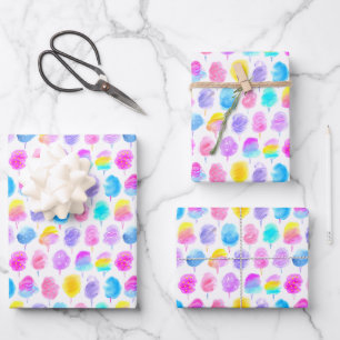 Colorful Cotton Candy Watercolor Pattern Wrapping Paper Sheet