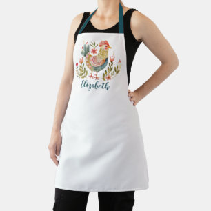 Colorful Country Farmhouse Watercolor Chicken Apron