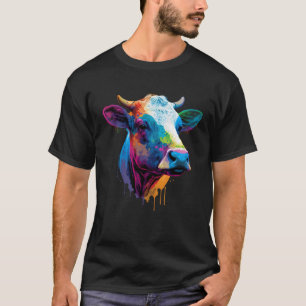 Colorful Cow Painting Farmer or Fam Animal T-Shirt