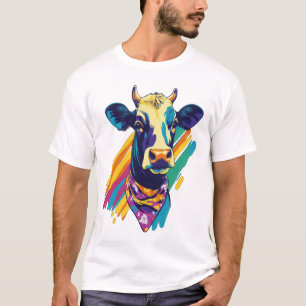 Colorful Cow Png, Rainbow Cow Design Png T-Shirt