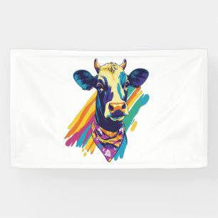 Colorful Cow , Rainbow Cow Design  Banner