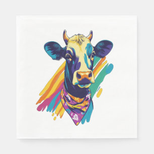 Colorful Cow , Rainbow Cow Design Napkin