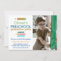 Colorful Crayon Photo Preschool Graduation