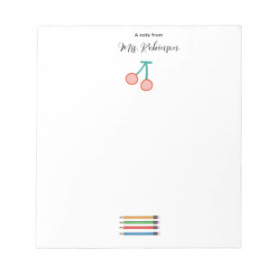 Colorful Crayons Strawberries Kindergarden Teacher Notepad