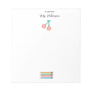 Colorful Crayons Strawberries Kindergarden Teacher Notepad