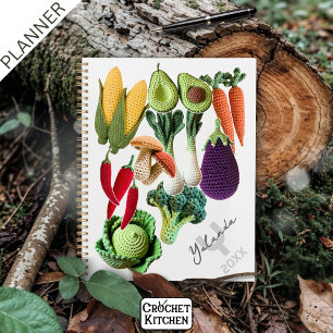 Colorful Crochet Vegetable Mushroom Collage Name Planner