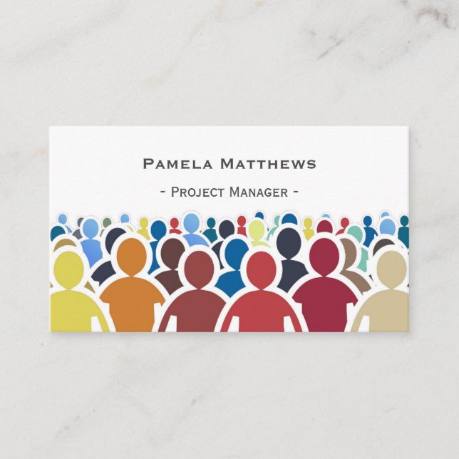 Colorful Crowd of People Networking Communications Business Card (Front)