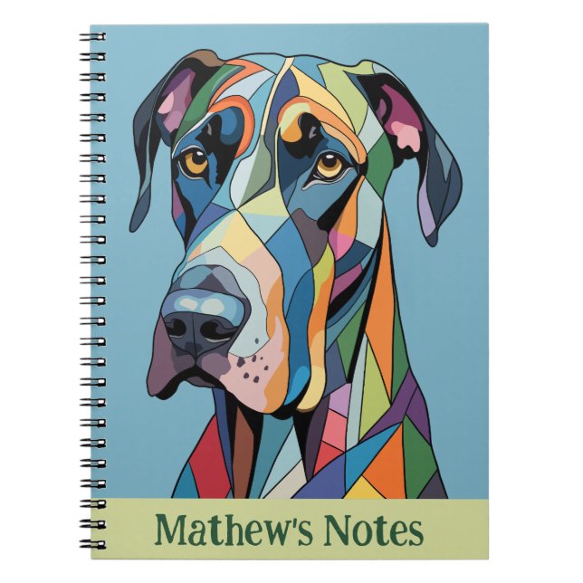 Colorful Cubist Great Dane  Notebook (Front)