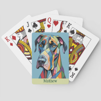 Colorful Cubist Great Dane  Playing Cards