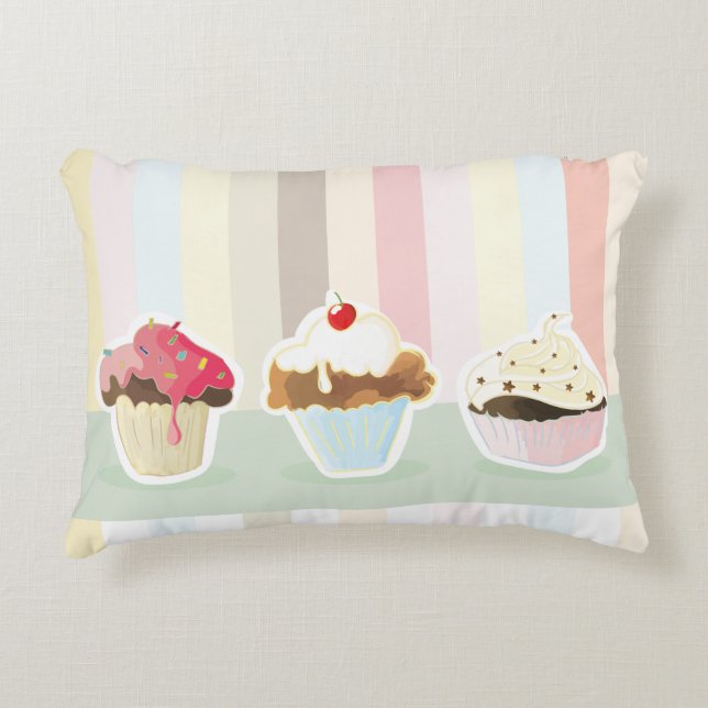 colorful cupcake decorative pillow (Front)