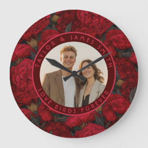Colorful Custom Carnation Inspired Forest Wedding Large Clock