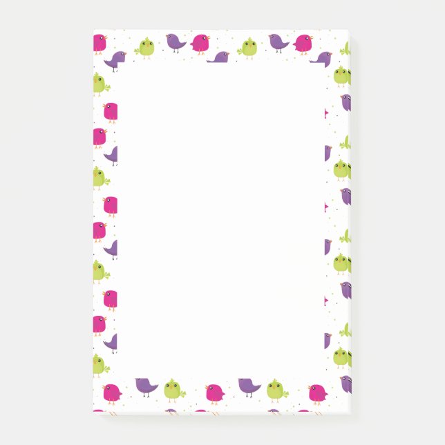 Colorful Cute Birds Pattern Post-it Notes (Front)