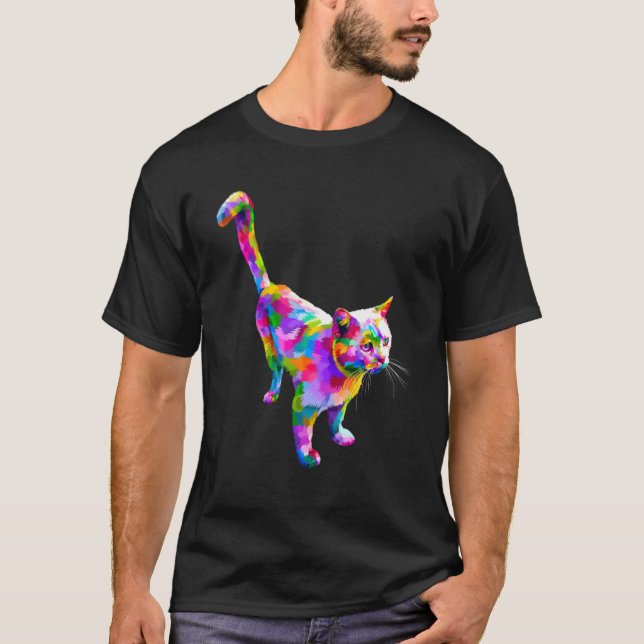 Colorful Cute Cat Graphic 2 T-Shirt (Front)