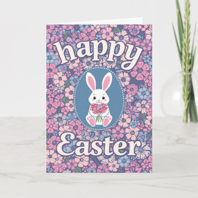 Colorful Cute Easter Card , Personalized Easter  (Front)