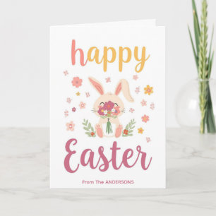 Colorful Cute Easter Card , Personalized Easter 
