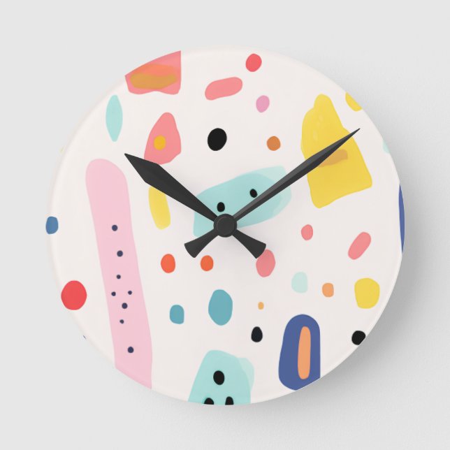 colorful cute elements design round clock (Front)