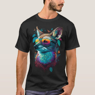 Colorful Cute Fox with Sunglasses Animal T-Shirt