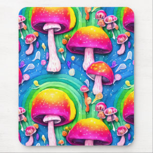 Colorful Cute Mushroom Seamless Pattern Mouse Pad