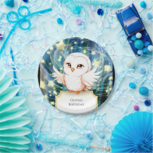 Colorful Cute Owl Birthday Paper Plate