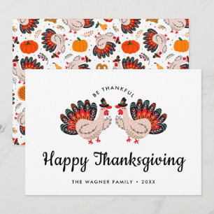 Colorful Cute Turkey Happy Thanksgiving  Holiday Card