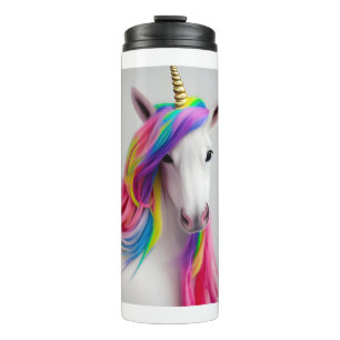 Colorful Cute Unicorn Girl Rainbow Hair  Thermal Tumbler