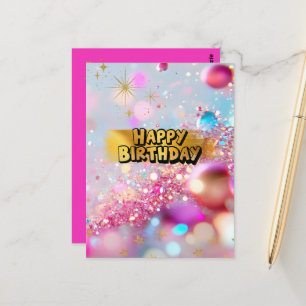 Colorful Cute Y2K Happy Birthday ♡ Postcard