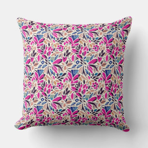Colorful Cutouts Botanical Pattern  Throw Pillow