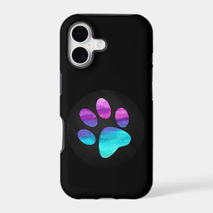  Colorful cyan blue purple Dog Paw print