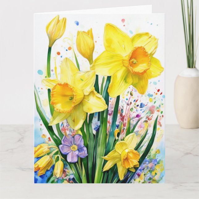 Colorful Daffodil Flowers  Card (Front)