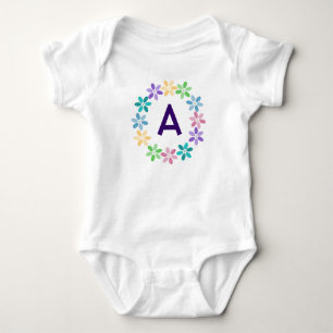 Colorful Daisy Circlet Monogrammed Baby Bodysuit
