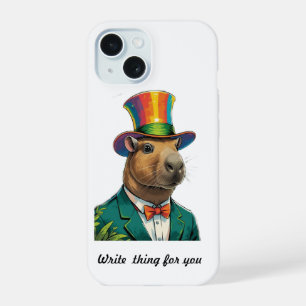 Colorful Dapper Capybara Top Hat iPhone 15 Case