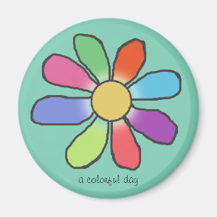 COLORFUL DAY Graphical Flower on any Colour Magnet