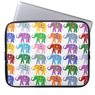 Colorful Decorative Elephants Pattern Laptop Sleeve