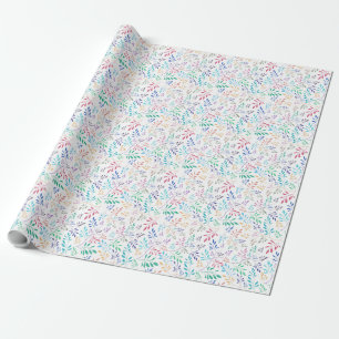 Colorful Delicate Leafs Seamless Pattern Wrapping Paper