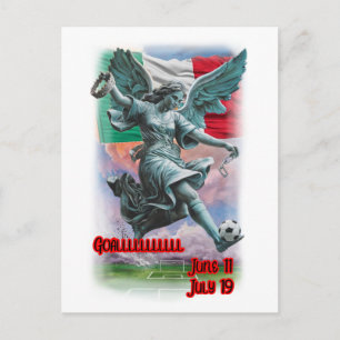 Colorful Design of Angel of Independence on a Holiday Postcard