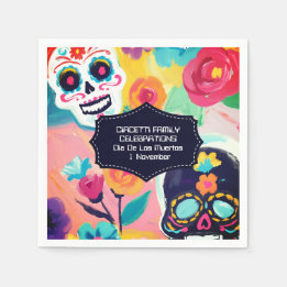 Colorful Dia De Los Muertos sugar skull Napkin