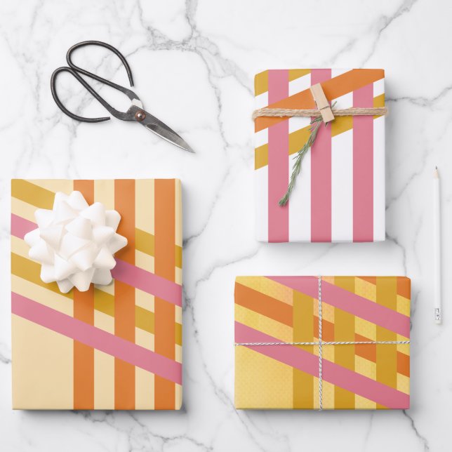 Colorful Diagonal Stripes Generic Gift Wrapping Paper Sheet (Front)
