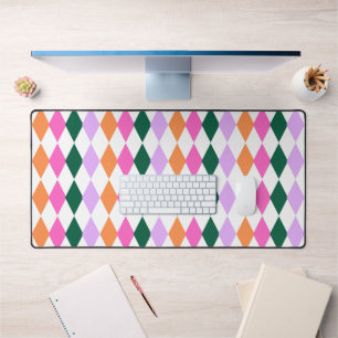Colorful Diamond Pattern Mid Century Modern Retro Desk Mat