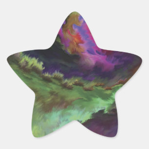 Colorful Digital Abstract Painting Star Sticker
