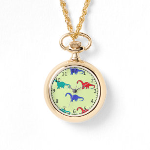 Colorful dino on green watch