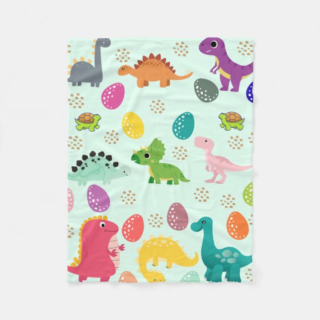Colorful Dino Parade  Fleece Blanket (Front)