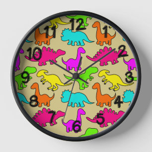 Colorful Dinosaurs Clock